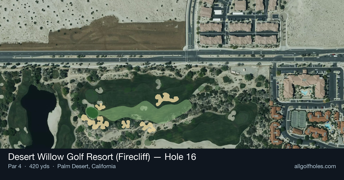 Hole 16 aerial at Desert Willow Golf Resort (Firecliff)