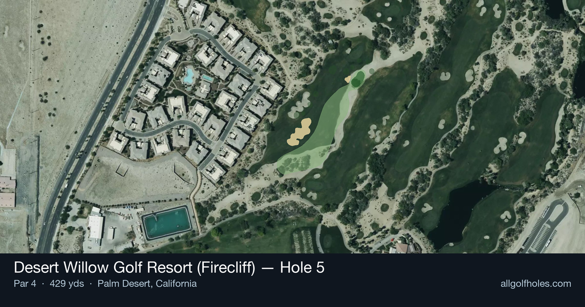 Hole 5 aerial at Desert Willow Golf Resort (Firecliff)