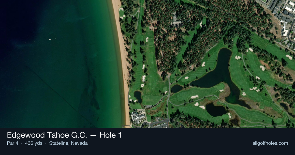 Hole 1 aerial at Edgewood Tahoe G.C.