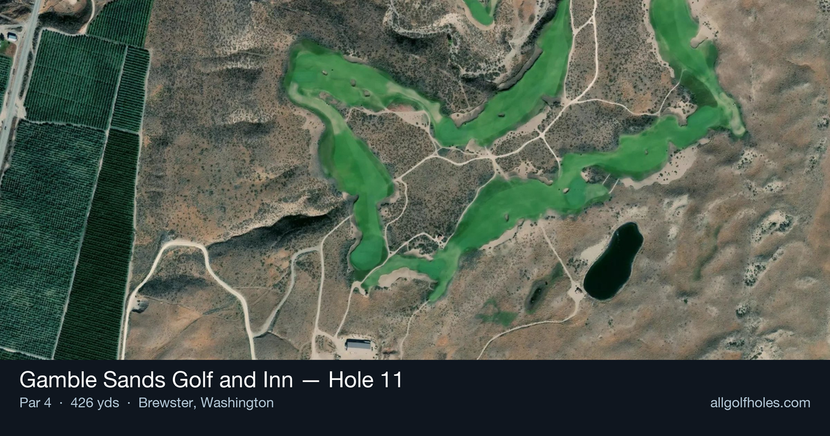 Hole 11 aerial at Gamble Sands Golf and Inn