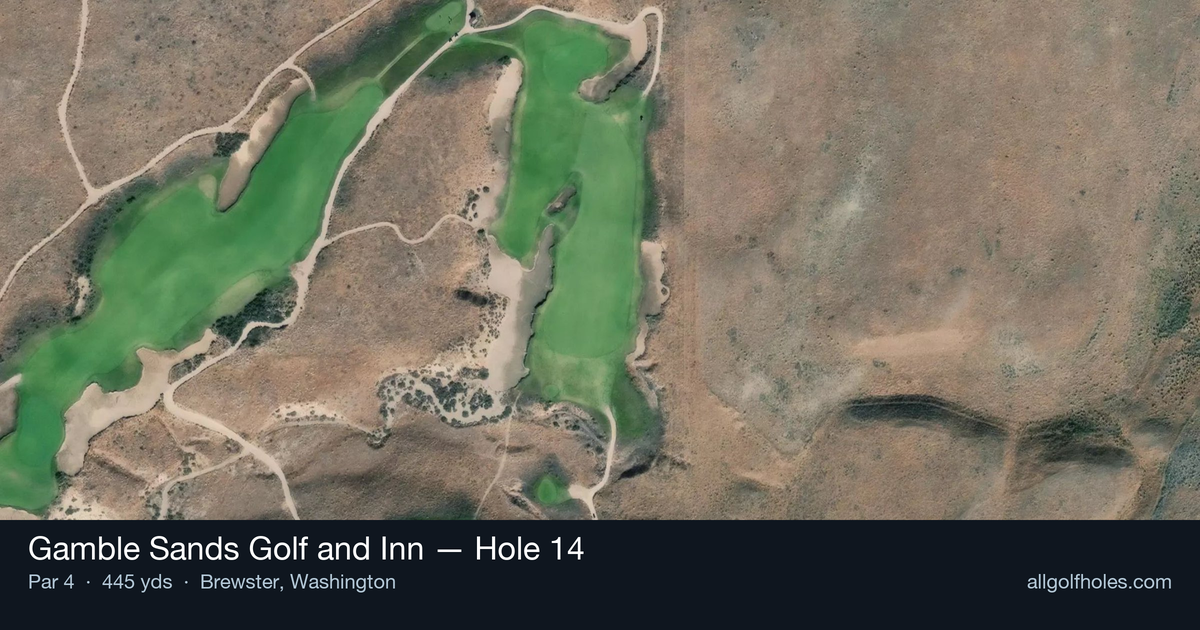 Hole 14 aerial at Gamble Sands Golf and Inn