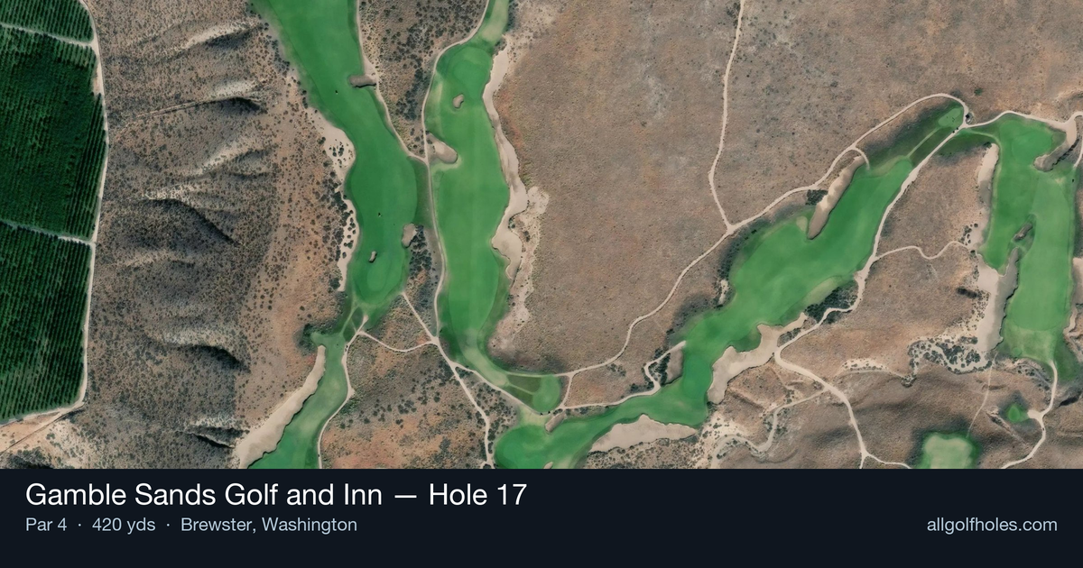 Hole 17 aerial at Gamble Sands Golf and Inn