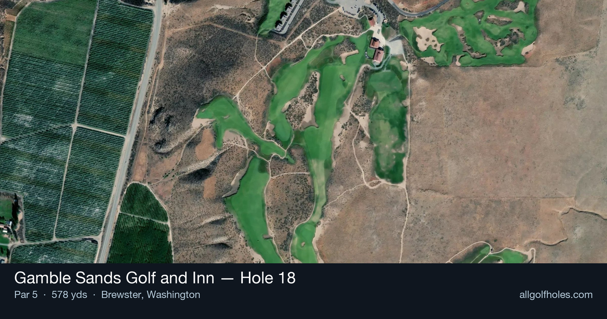 Hole 18 aerial at Gamble Sands Golf and Inn