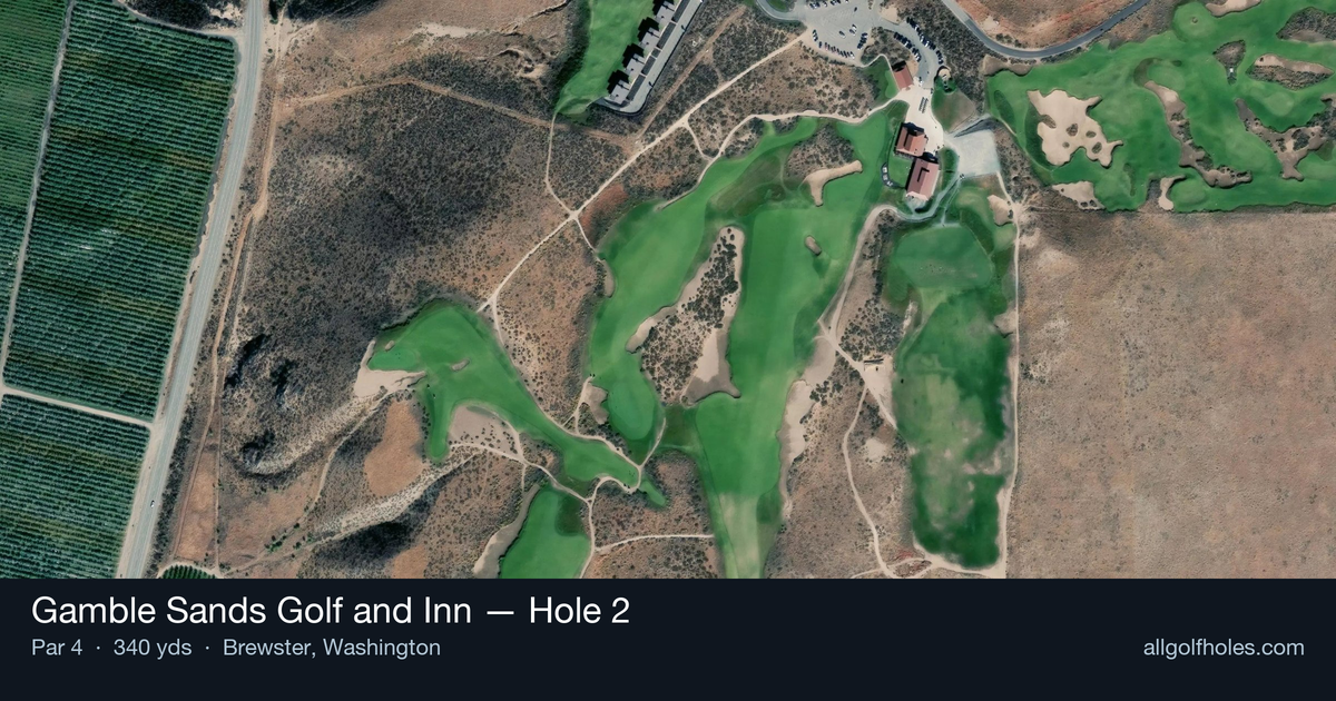 Hole 2 aerial at Gamble Sands Golf and Inn