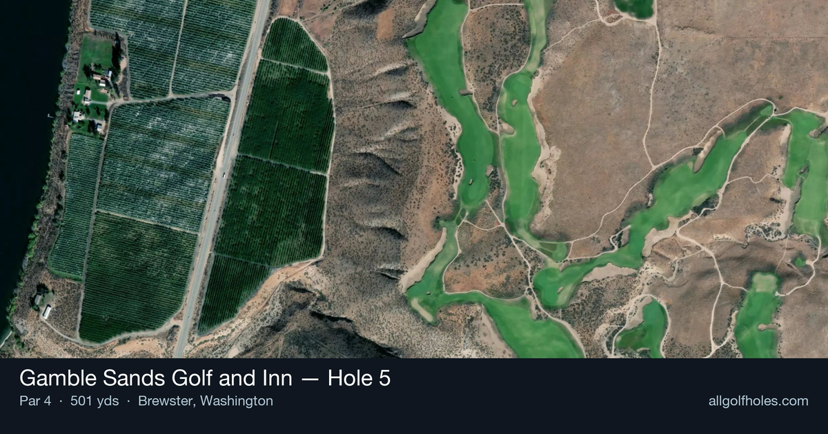 Hole 5 aerial at Gamble Sands Golf and Inn