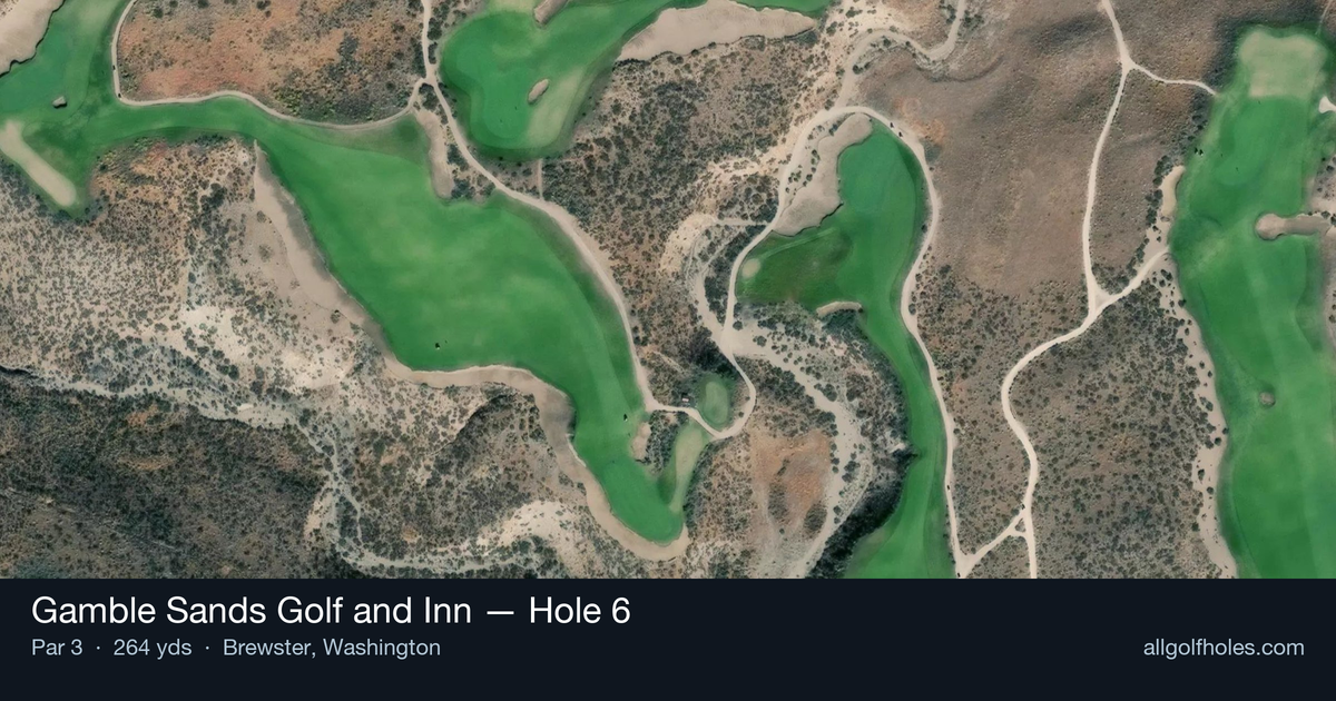 Hole 6 aerial at Gamble Sands Golf and Inn