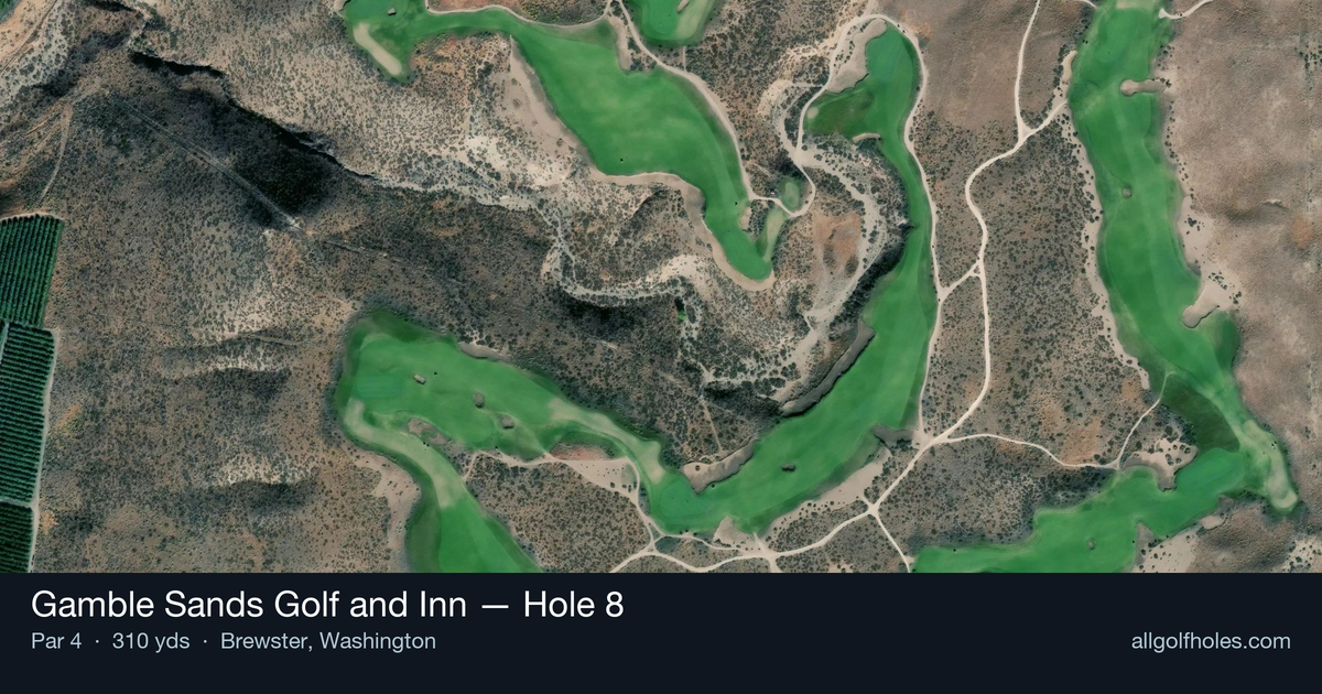 Hole 8 aerial at Gamble Sands Golf and Inn
