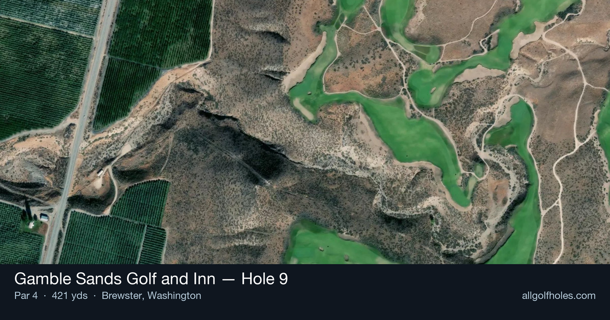 Hole 9 aerial at Gamble Sands Golf and Inn