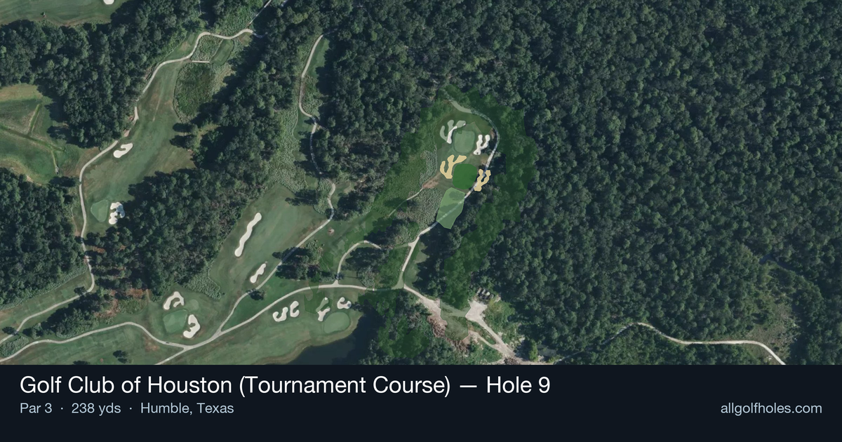 Hole 9 aerial at Golf Club of Houston (Tournament Course)