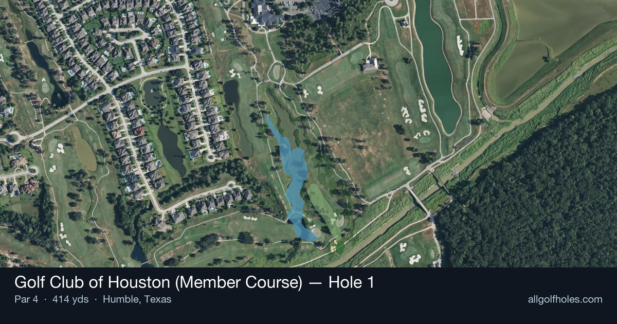 Hole 1 aerial at Golf Club of Houston (Member Course)