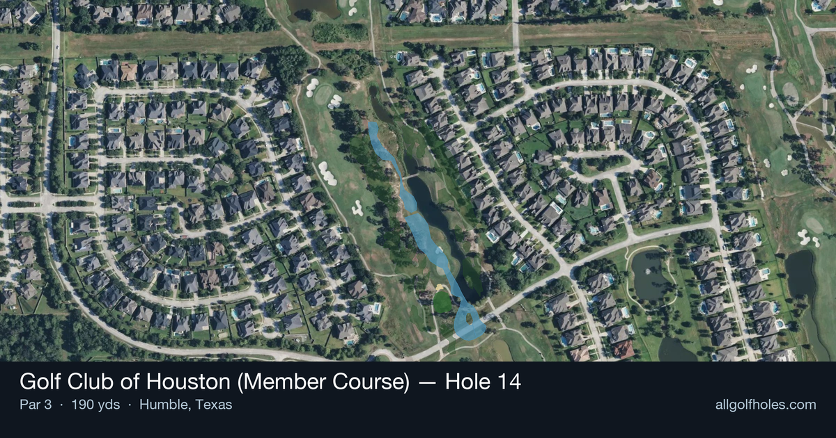 Hole 14 aerial at Golf Club of Houston (Member Course)