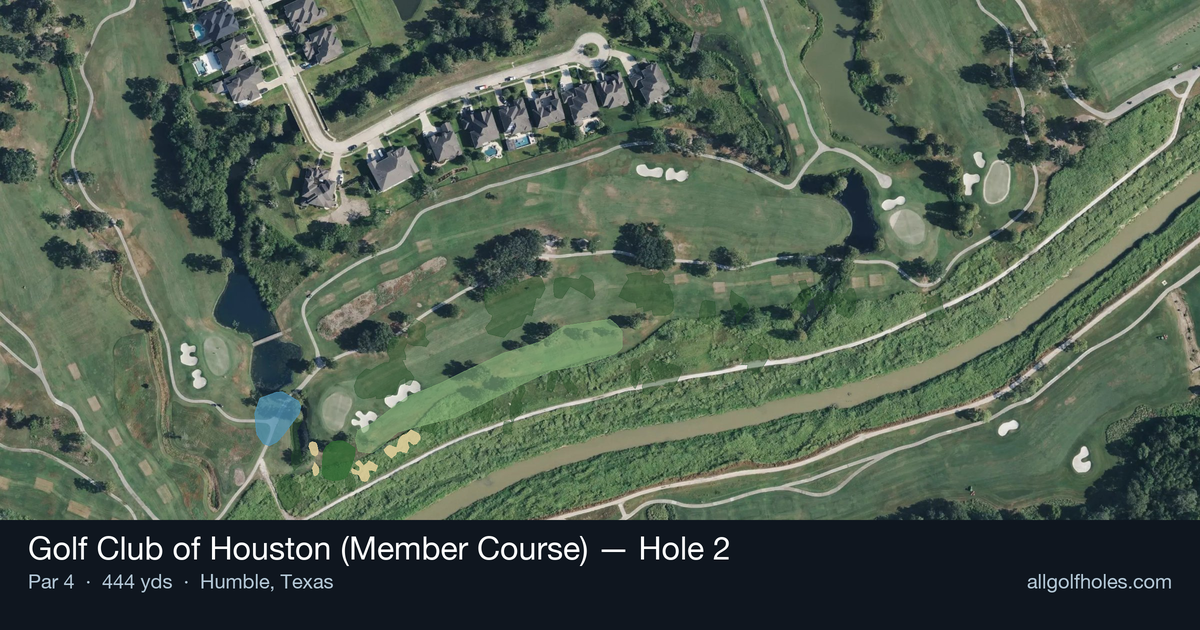 Hole 2 aerial at Golf Club of Houston (Member Course)