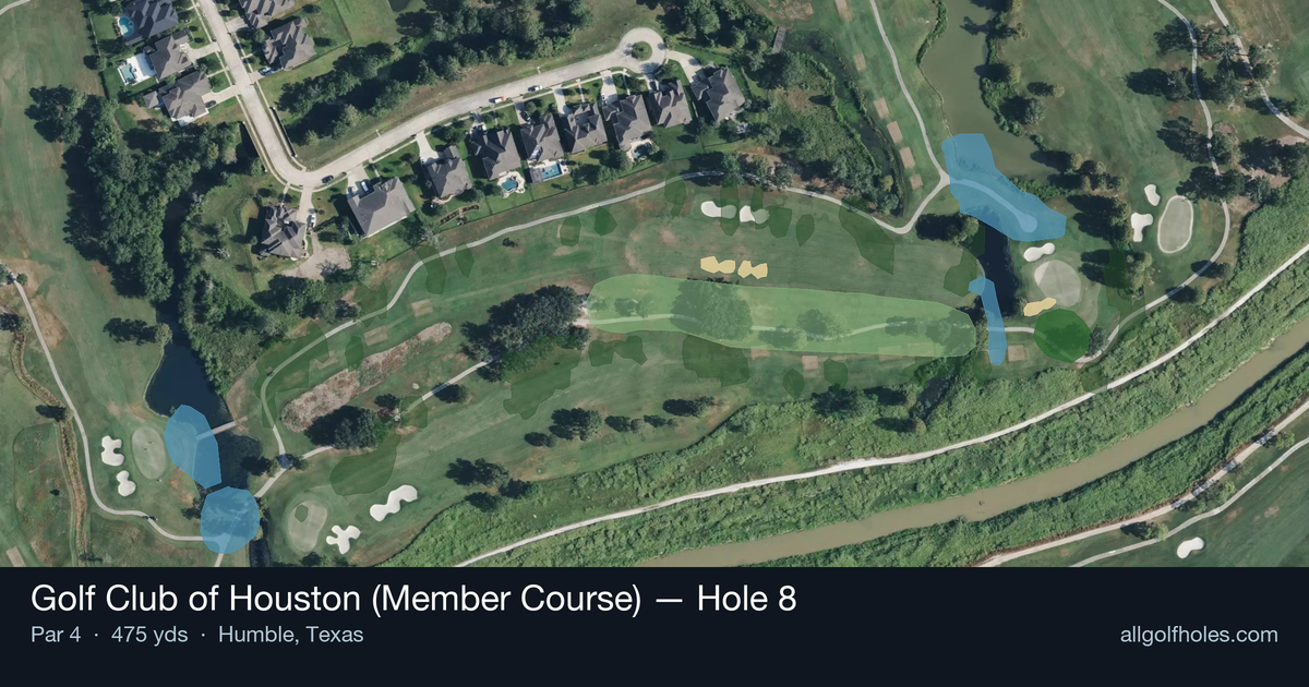 Hole 8 aerial at Golf Club of Houston (Member Course)