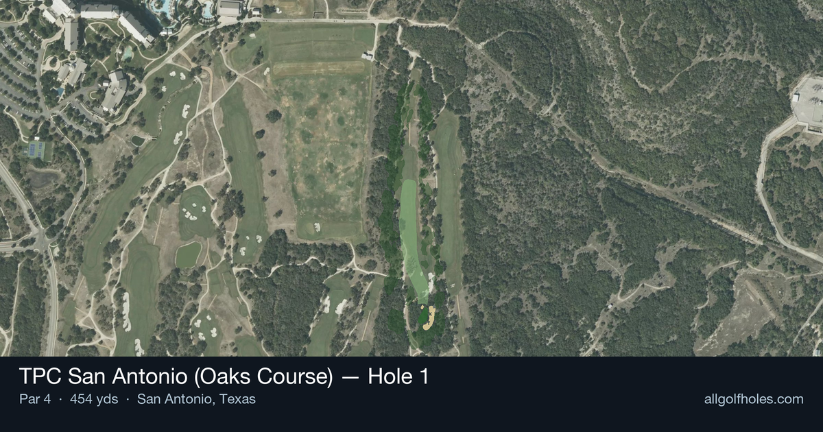 Hole 1 aerial at TPC San Antonio (Oaks Course)