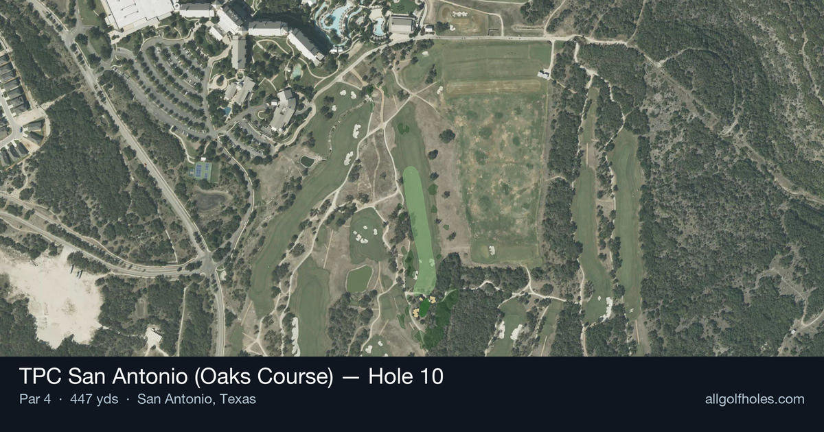Hole 10 aerial at TPC San Antonio (Oaks Course)