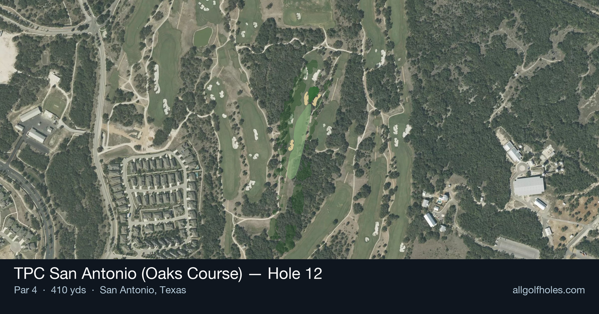 Hole 12 aerial at TPC San Antonio (Oaks Course)
