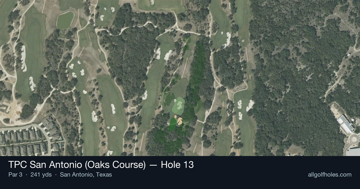 Hole 13 aerial at TPC San Antonio (Oaks Course)