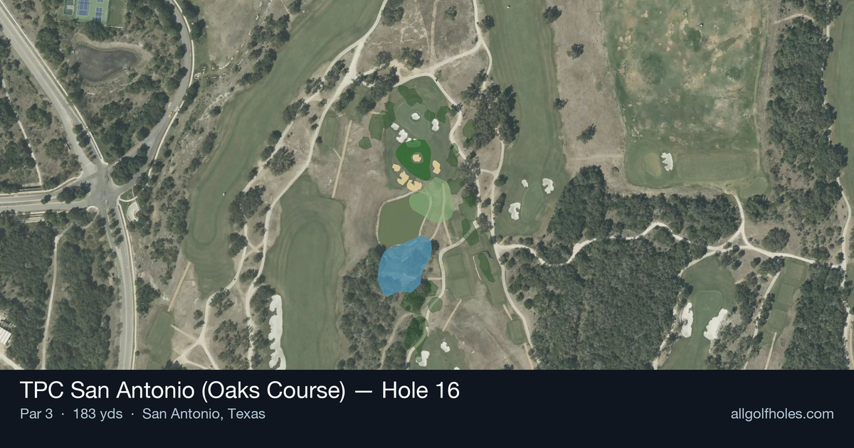 Hole 16 aerial at TPC San Antonio (Oaks Course)