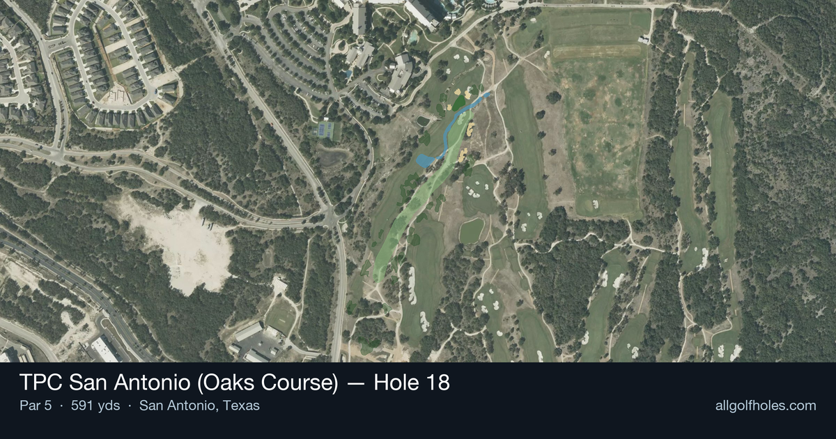 Hole 18 aerial at TPC San Antonio (Oaks Course)