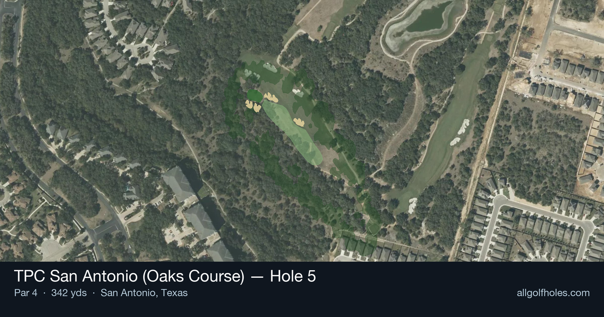 Hole 5 aerial at TPC San Antonio (Oaks Course)