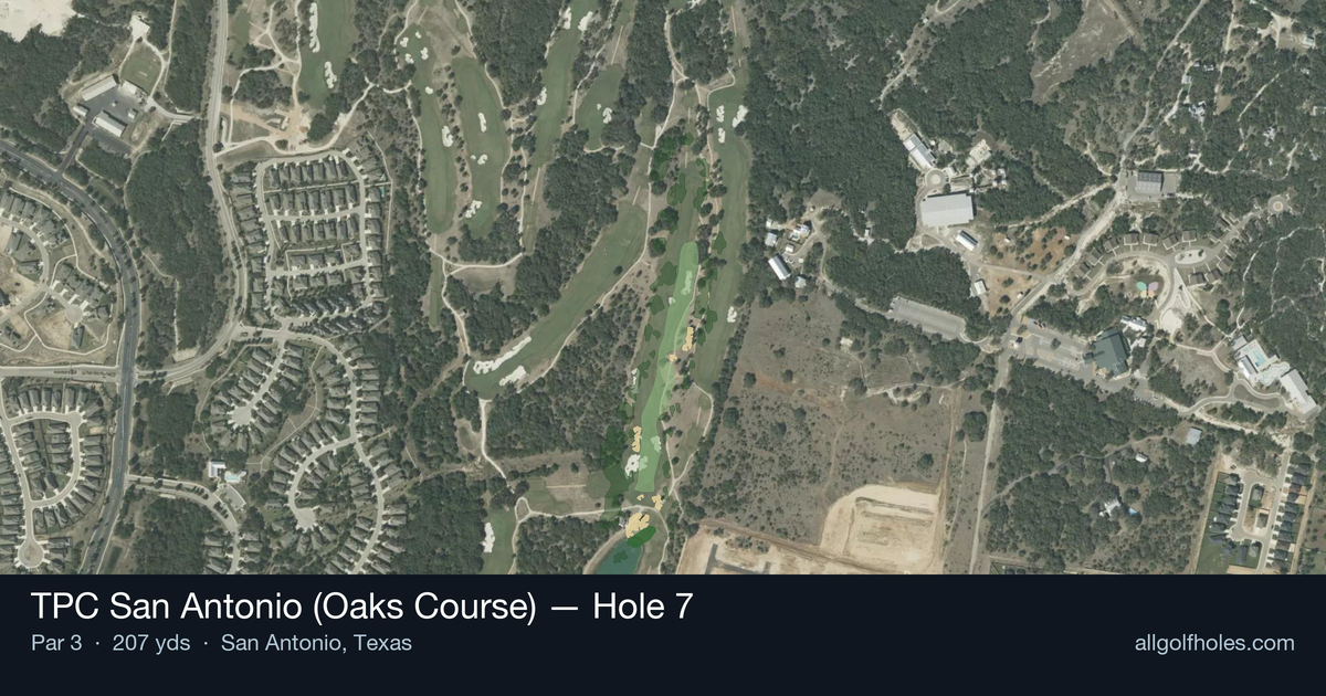 Hole 7 aerial at TPC San Antonio (Oaks Course)