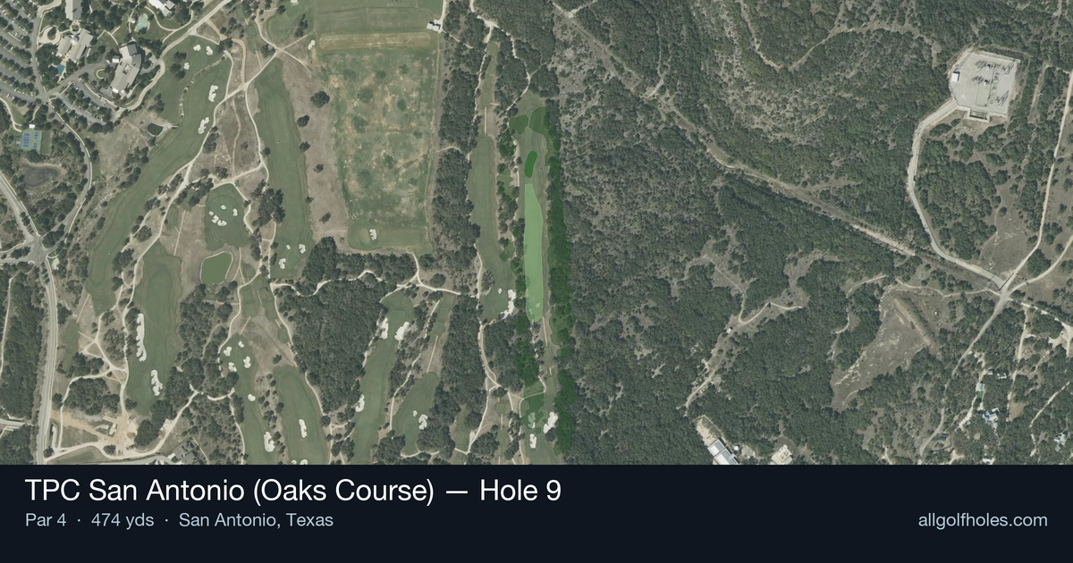 Hole 9 aerial at TPC San Antonio (Oaks Course)