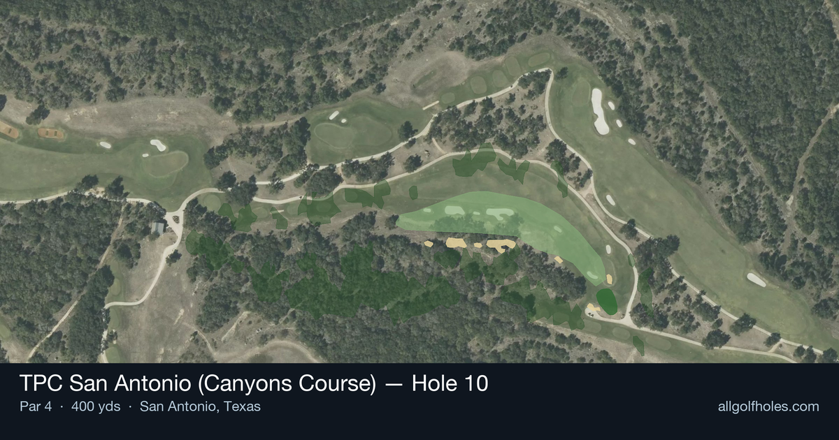 Hole 10 aerial at TPC San Antonio (Canyons Course)
