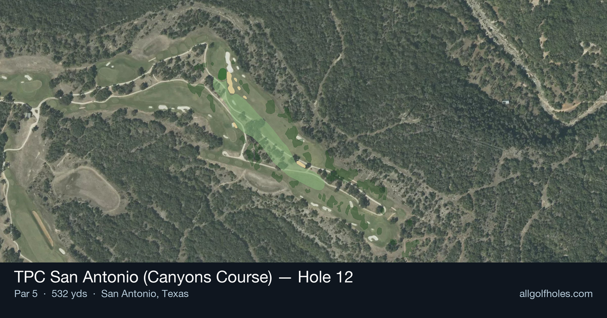 Hole 12 aerial at TPC San Antonio (Canyons Course)