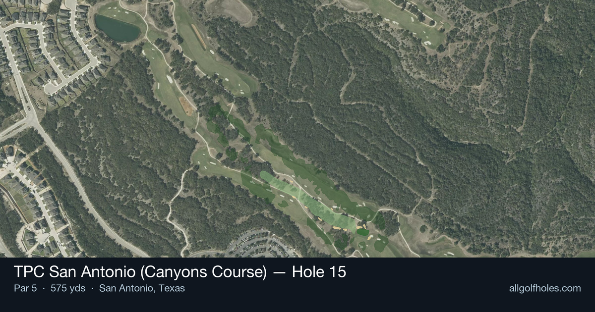 Hole 15 aerial at TPC San Antonio (Canyons Course)