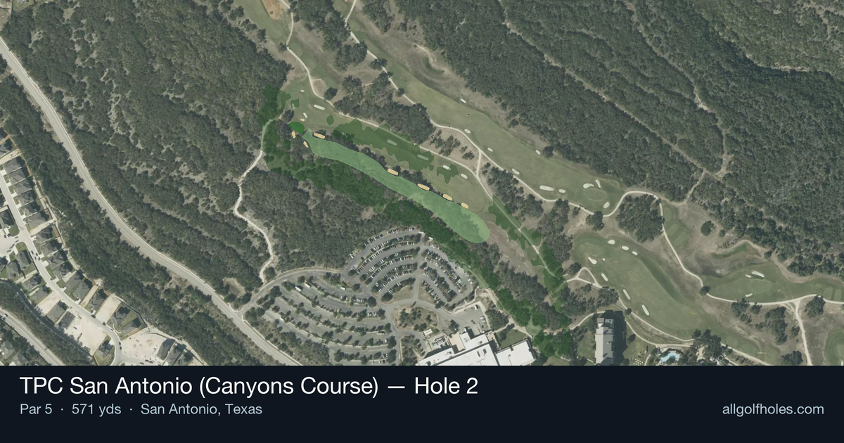 Hole 2 aerial at TPC San Antonio (Canyons Course)