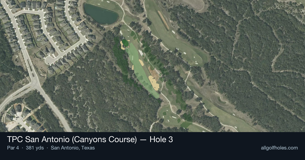 Hole 3 aerial at TPC San Antonio (Canyons Course)