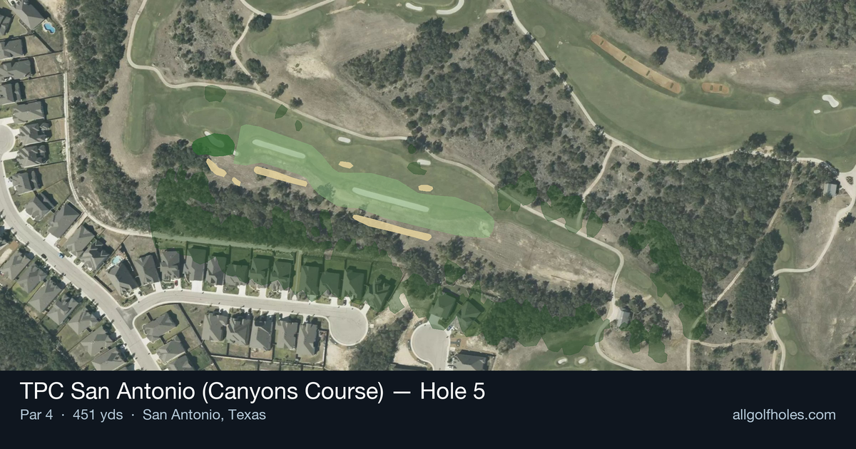 Hole 5 aerial at TPC San Antonio (Canyons Course)