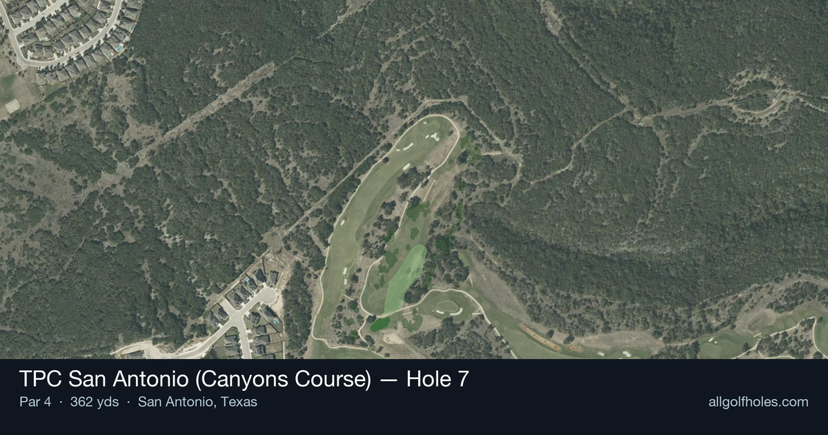 Hole 7 aerial at TPC San Antonio (Canyons Course)