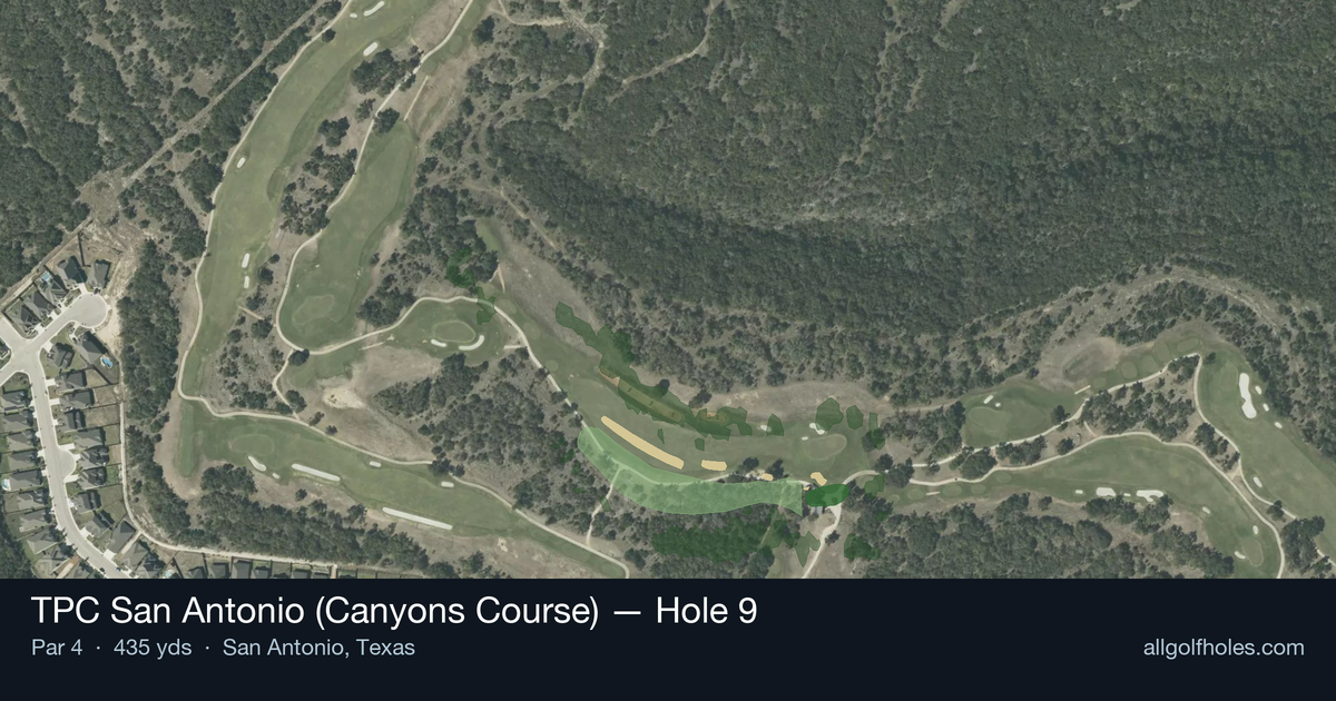 Hole 9 aerial at TPC San Antonio (Canyons Course)