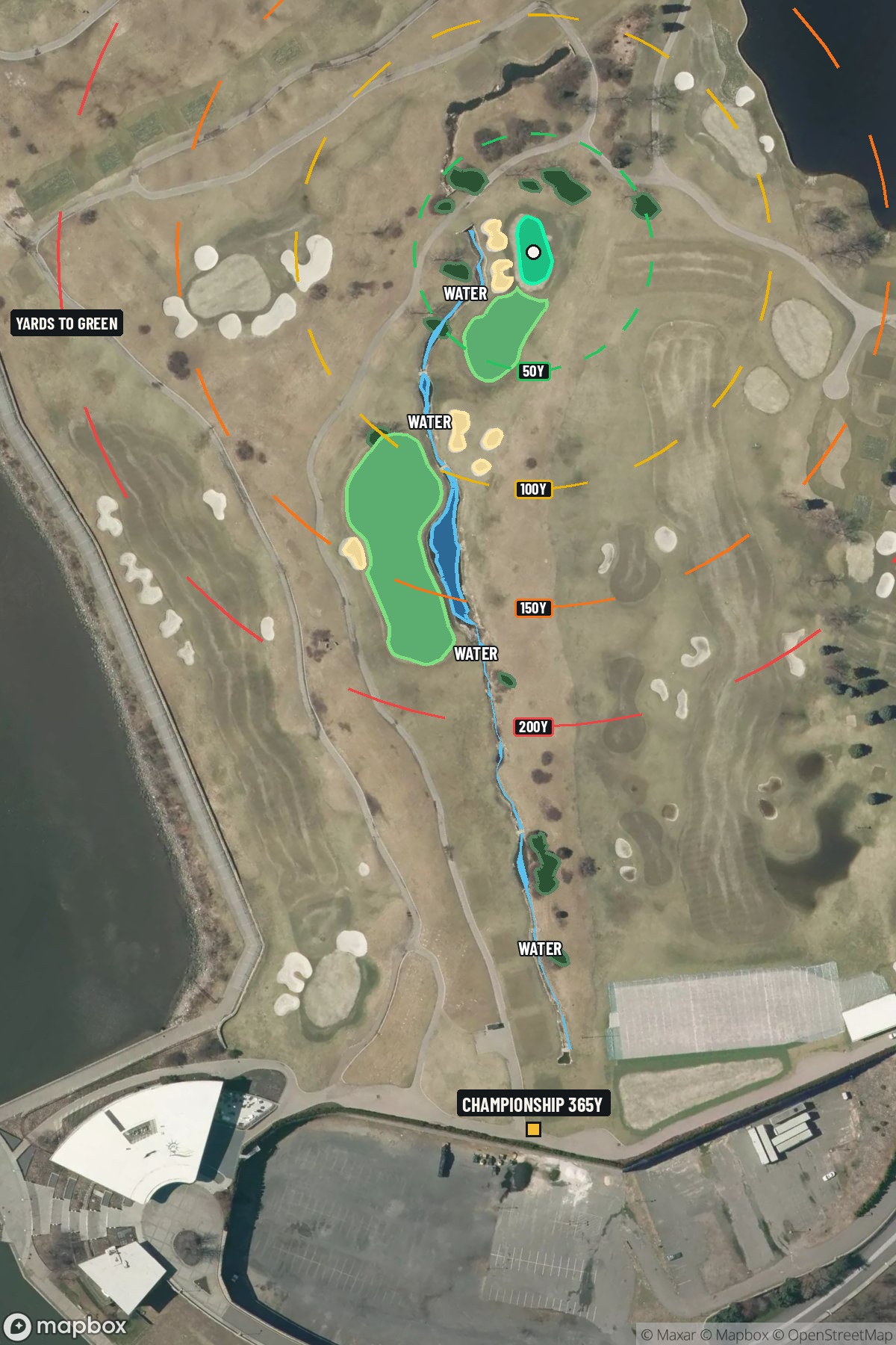 Hole 1 aerial at Liberty National Golf Course
