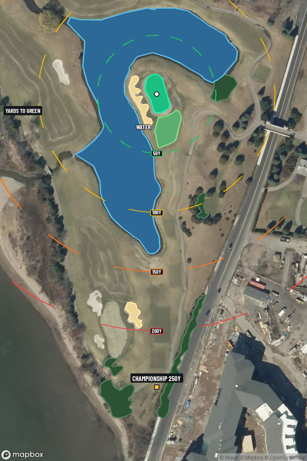 Hole 11 aerial at Liberty National Golf Course