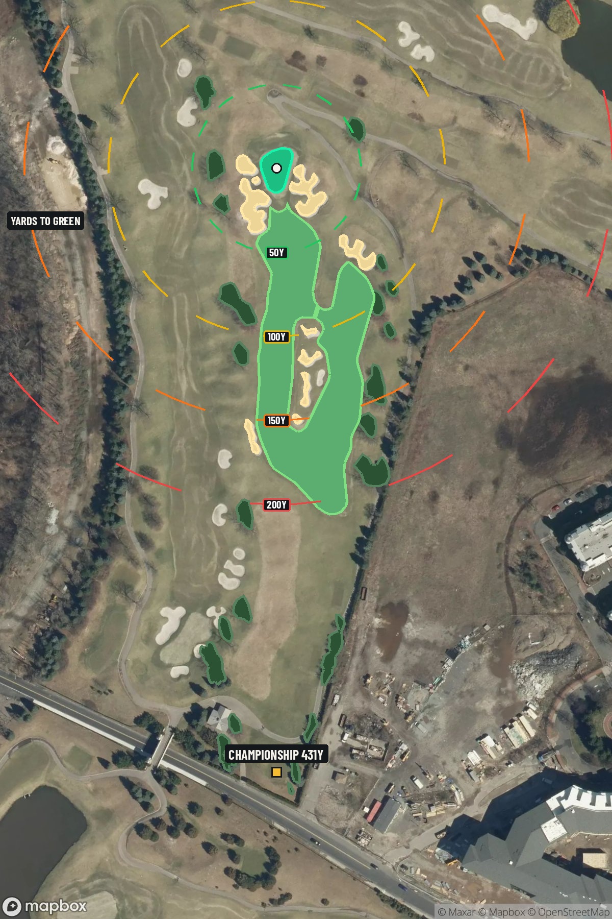 Hole 12 aerial at Liberty National Golf Course
