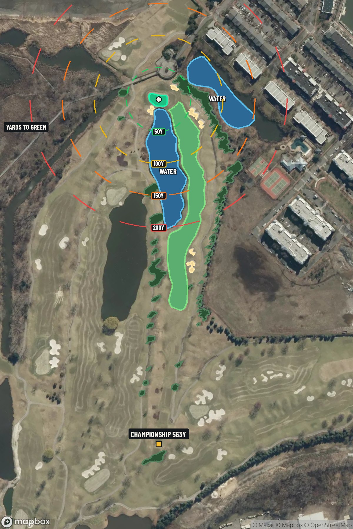 Hole 13 aerial at Liberty National Golf Course