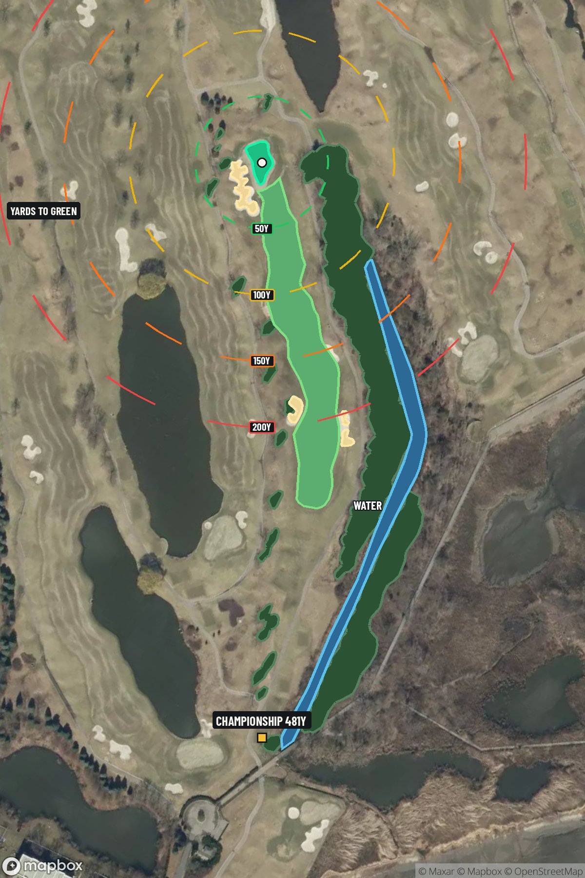 Hole 15 aerial at Liberty National Golf Course