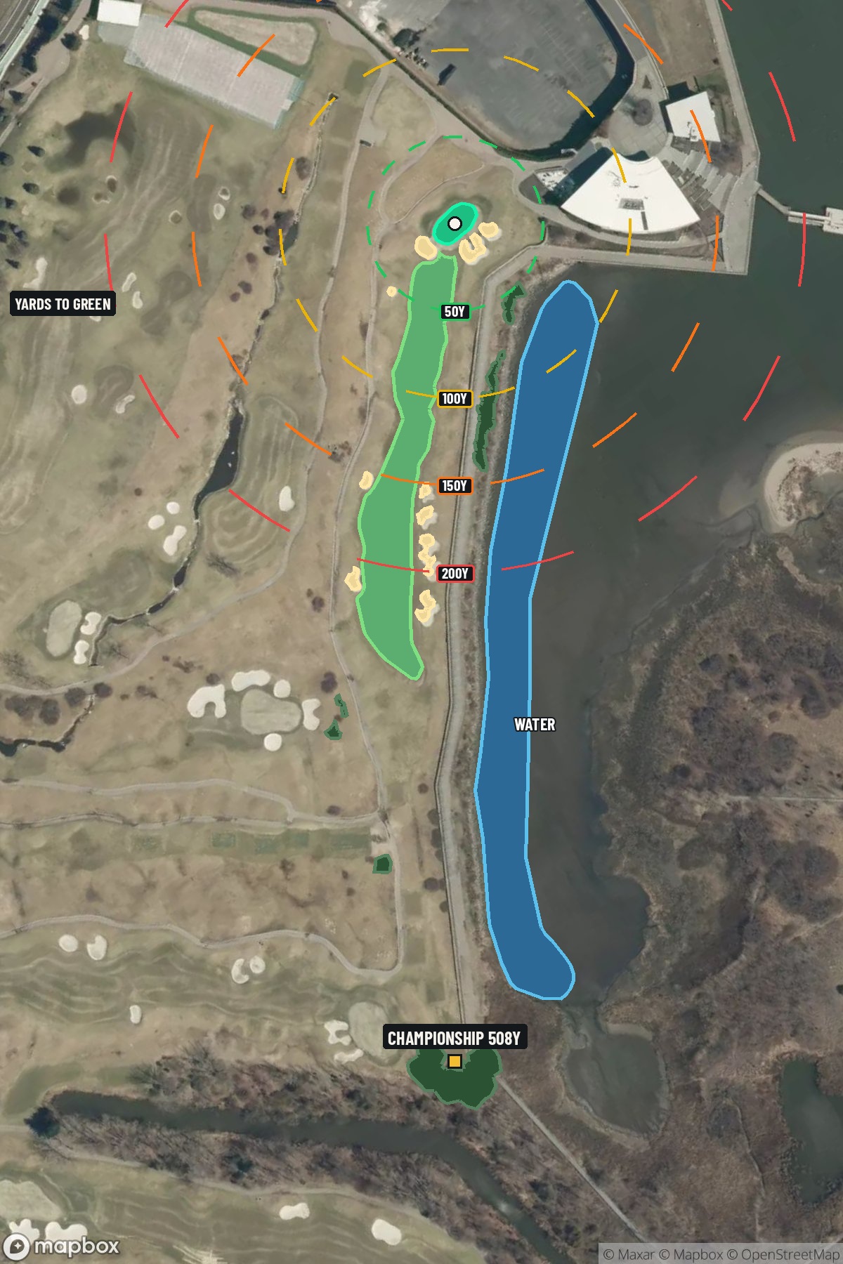 Hole 18 aerial at Liberty National Golf Course