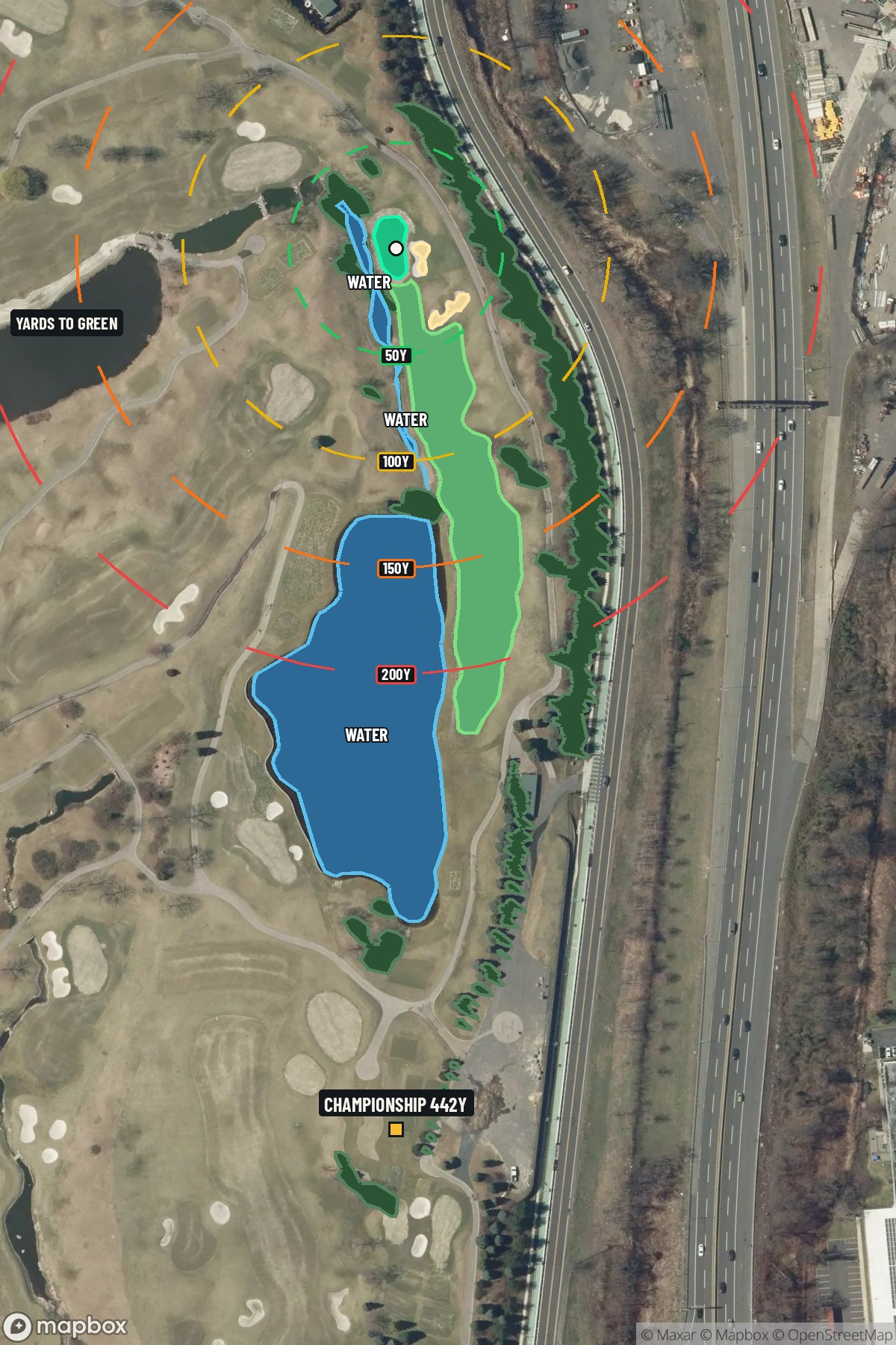 Hole 5 aerial at Liberty National Golf Course