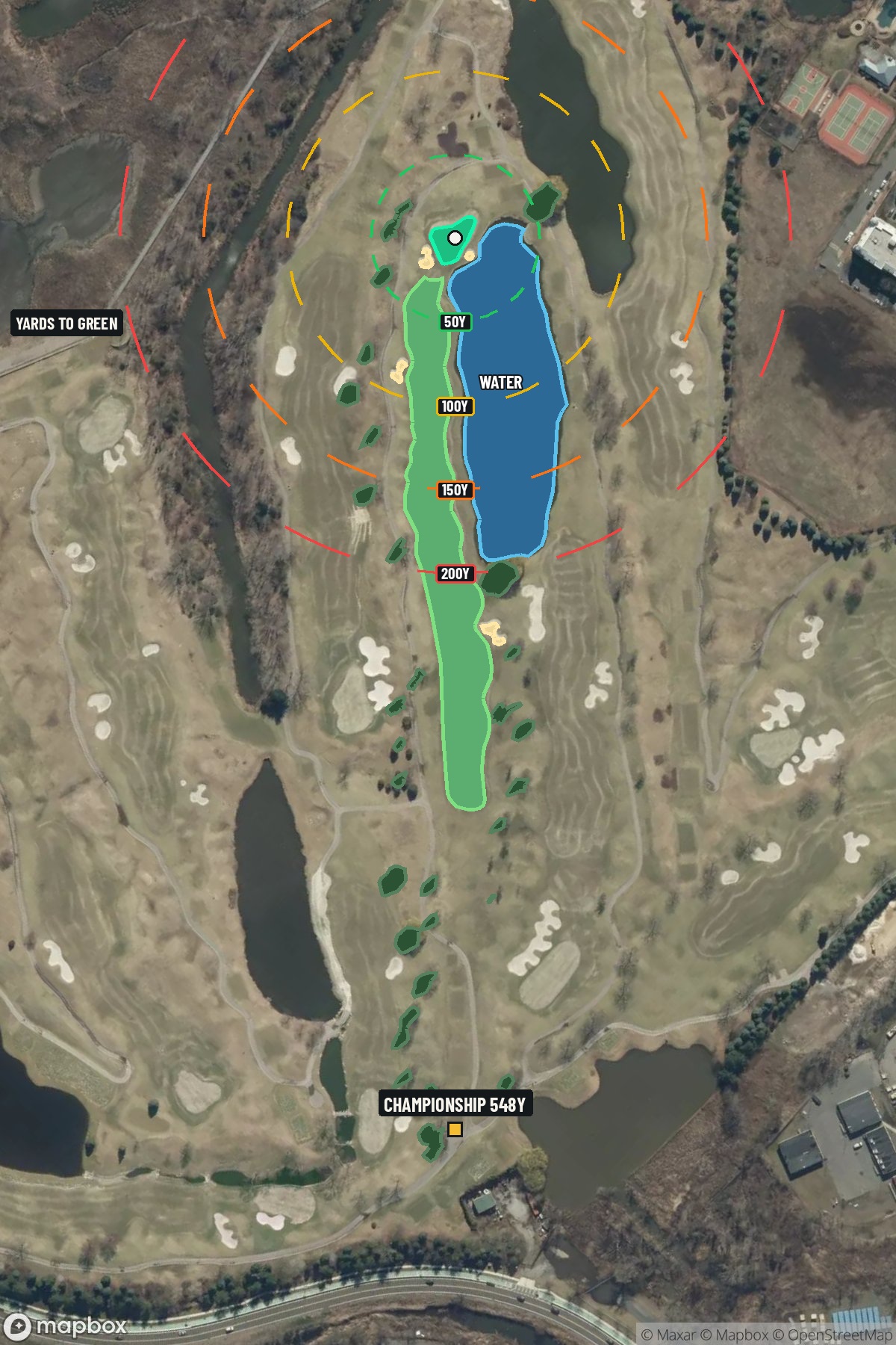 Hole 6 aerial at Liberty National Golf Course