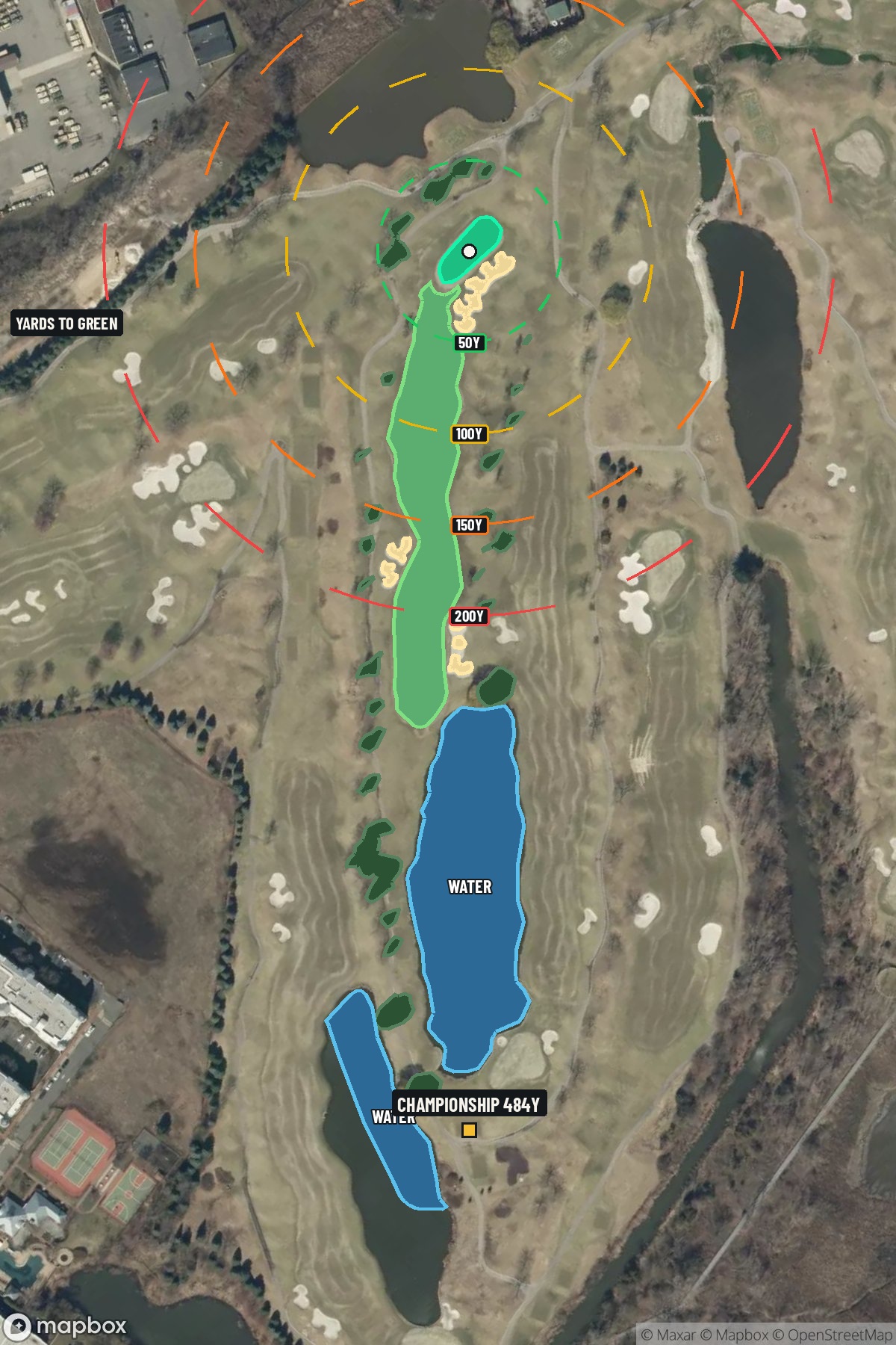 Hole 7 aerial at Liberty National Golf Course