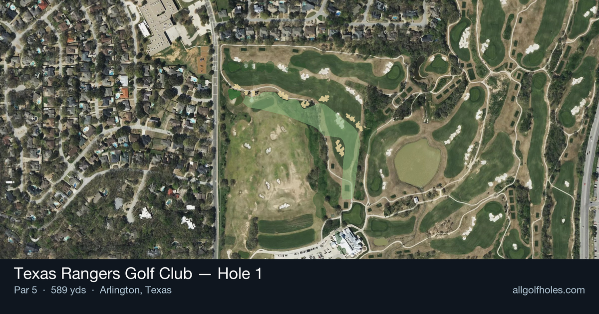 Hole 1 aerial at Texas Rangers Golf Club
