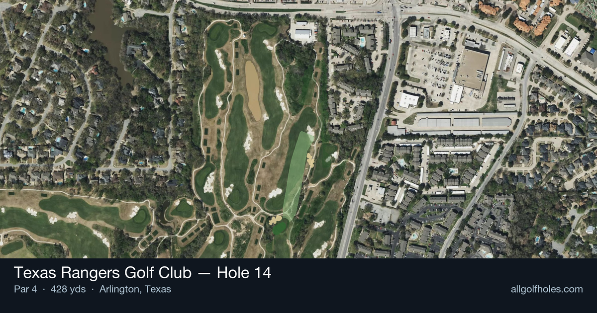 Hole 14 aerial at Texas Rangers Golf Club