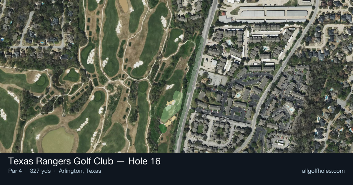 Hole 16 aerial at Texas Rangers Golf Club