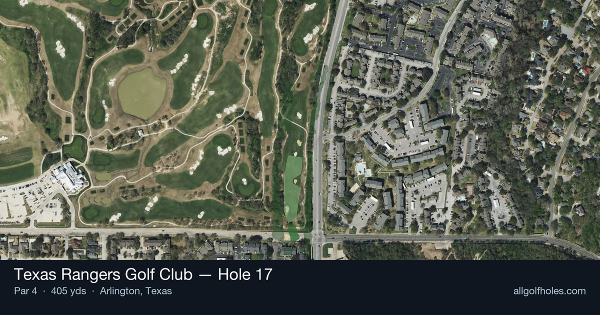 Hole 17 aerial at Texas Rangers Golf Club