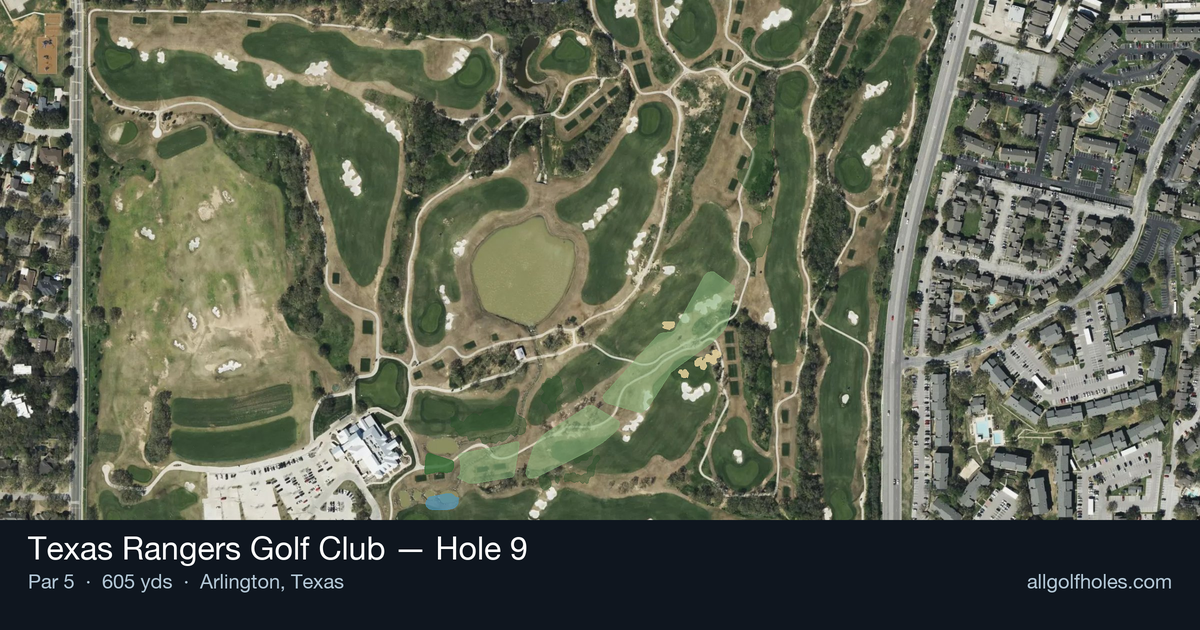 Hole 9 aerial at Texas Rangers Golf Club