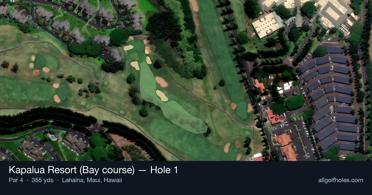 Hole 1 aerial at Kapalua Resort (Bay course)