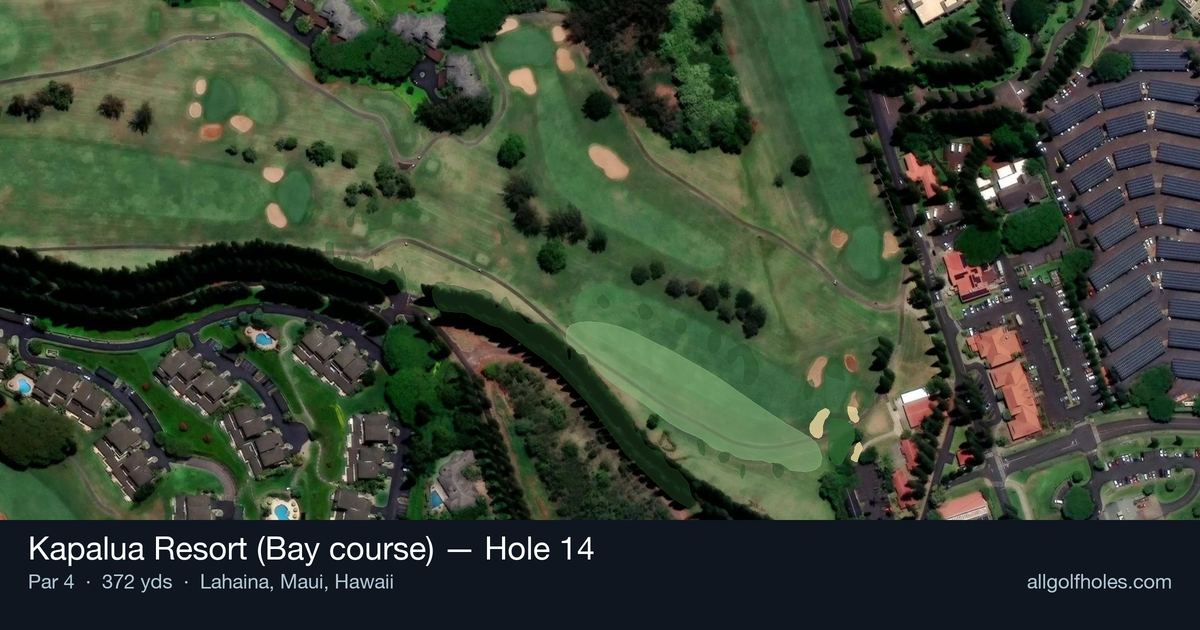 Hole 14 aerial at Kapalua Resort (Bay course)